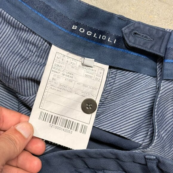 Boglioli Mens Mesh Chinos Cotton Trousers Blue Made in Italy 36x30 - Picture 4 of 9